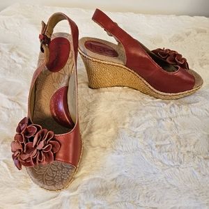 Fun B.O.C. Sling Back Wedge Sandal, Red, Size 8
